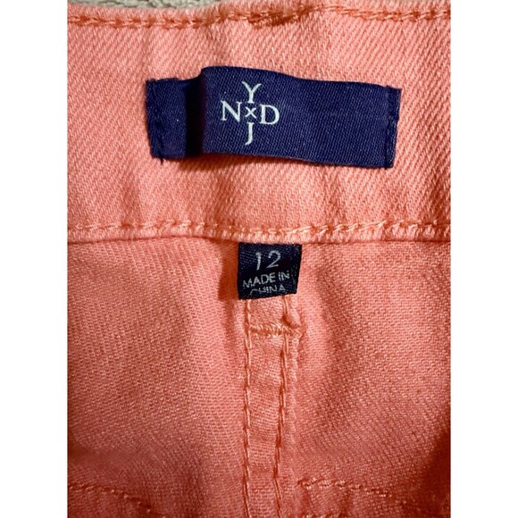 NYDJ Carmen Cropped Capri Jeans Womens Sz 12 Coral Denim Mid Rise Stretch - Picture 5 of 7